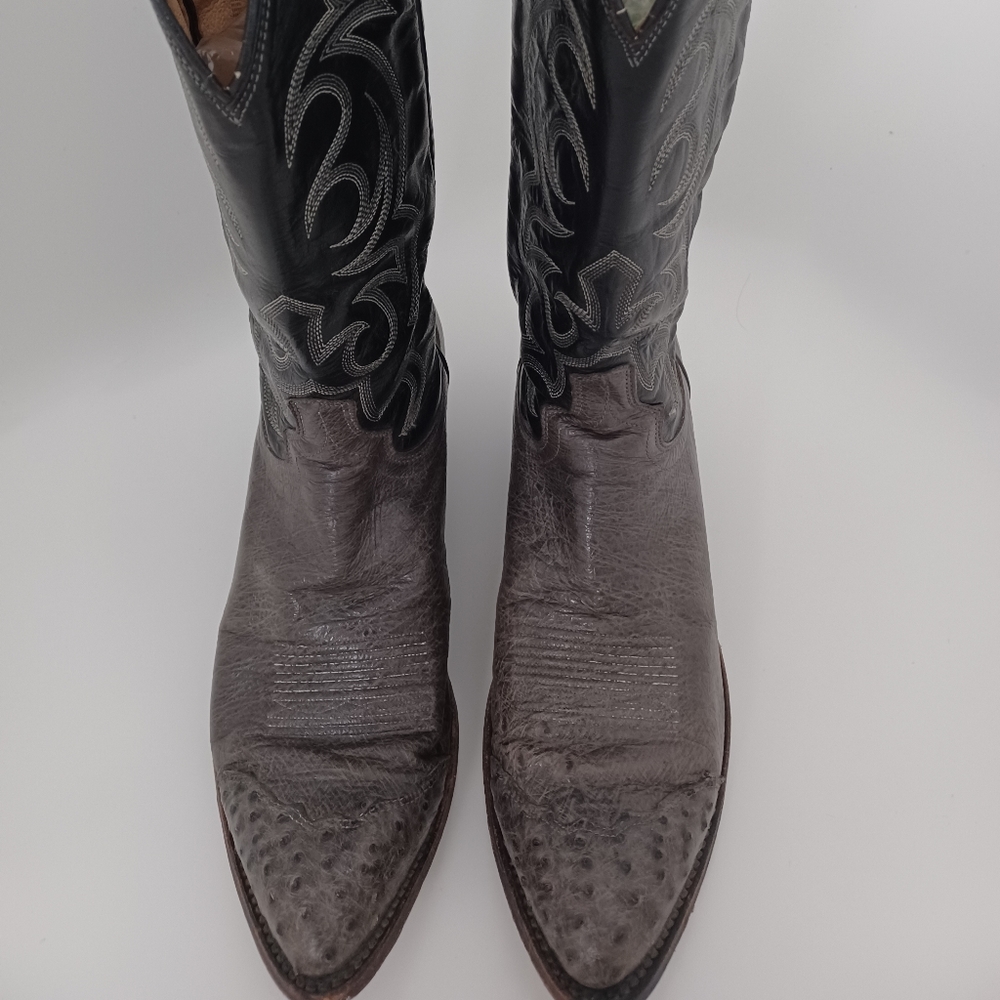 Dan Post Women's Cowboy Boots Gray Ostrich Toe Size 10